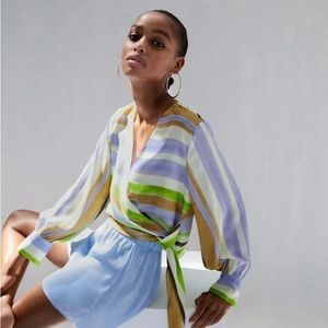 🤩 ZARA SPAIN STRIPED WRAP TOP MULTICOLORED - Size M